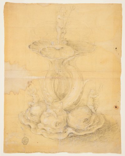 Piirustus, keskipisteen suunnittelu, 1630-60 tekijältä Unknown artistUnknown artist