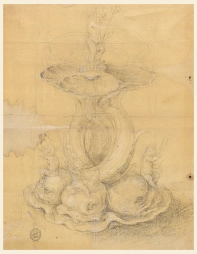Piirustus, keskipisteen suunnittelu, 1630-60 tekijältä Unknown artistUnknown artist