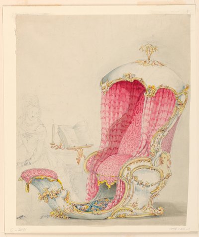 Piirustus, Lounge-istuimen malli, n. 1810. tekijältä Unknown artistUnknown artist
