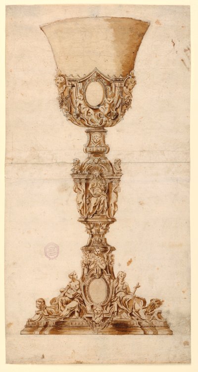 Piirustus, maljan malli, 1710-1740 tekijältä Unknown artistUnknown artist