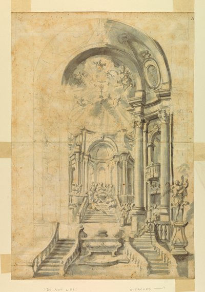 Piirustus, Kirkkojuhla-asetelman luonnos, n. 1700. tekijältä Unknown artistUnknown artist