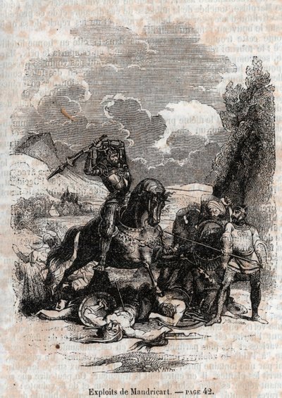 1851 kaiverrus kirjasta "" Roland furieux"" tekijältä Unknown artist