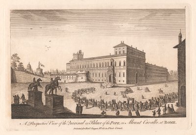 Perspektiivinäkymä Quirinalista tai paavin palatsista Cavalle-vuorella Roomassa tekijältä Unknown artist