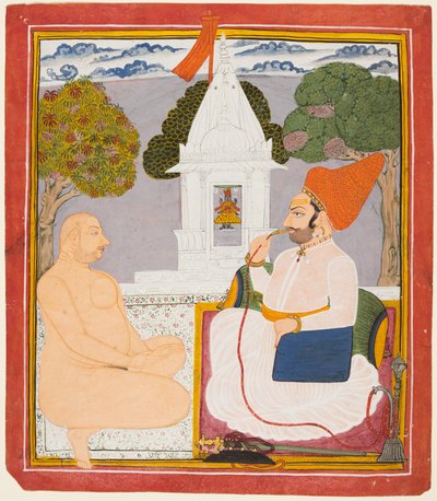 Rathor Noble vierailee pyhän miehen luona Vishnu-pyhäkössä tekijältä Unknown artist