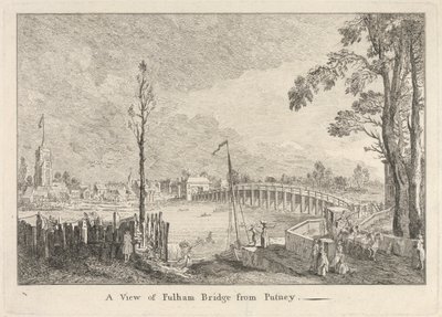 Näkymä Fulham Bridgelle Putneysta tekijältä Unknown artist