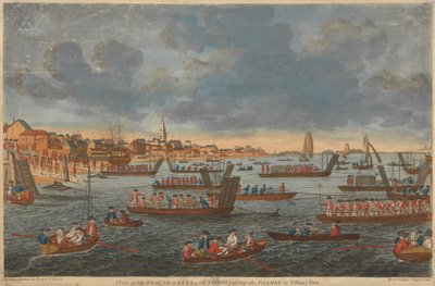 Näkymä Gravesendiin Kentissä, ja joukot ohittavat Thamesin Tilburyn linnakkeelle tekijältä Unknown artist