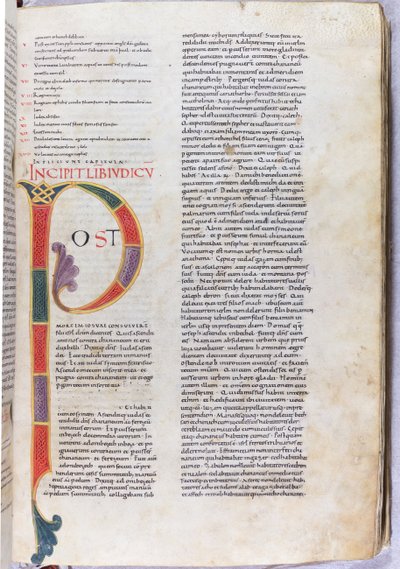 Sivu, jossa on Tuomarien kirjan incipit "Joosuan kuoleman jälkeen...", 11. vuosisata (miniatyyri, kalvomainen käsikirjoitus). tekijältä Unknown artist