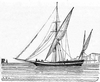 Tartaani, pieni vene, jolla on suuri Välimeren masto. tekijältä Unknown artist