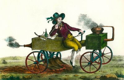Maatalous: kyntökohtaus höyrykoneella 1834. Nimetön kaiverrus vuodelta 1834. Yksityinen kokoelma tekijältä Unknown artist