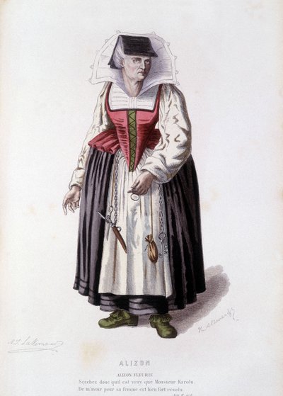 Alizon Fleurie elokuvassa "Alizon"" (tekijä JC Discret), "" ranskalaisessa teatterissa 1500- ja 1600-luvuilla ennen Molierea" Edouard Fournier tekijältä Unknown artist