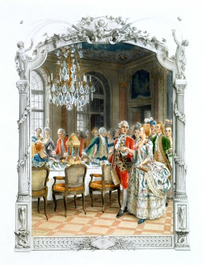 Aristokraatit pöydässä 1600-luvulla - "Laadukas nainen menneellä vuosisadalla"" tekijältä Unknown artist