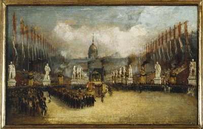 Napoleonin tuhkan saapuminen Invalidien esplanadille 15. joulukuuta. tekijältä Unknown artist