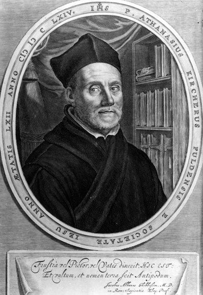Athanasius Kircher (1601 - 1680), jesuiitta, orientalisti ja saksalainen tutkija - Kaiverrus sd 1700-luku tekijältä Unknown artist