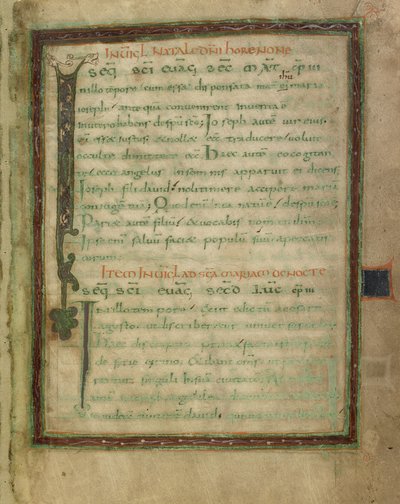 Bifolium evankeliumilukemistosta (fols. 5 ja 12). tekijältä Unknown artist