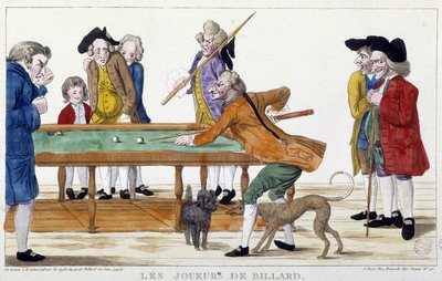Biljardipelaajat - kaiverrus, n.d., 1700-luvun loppu, Carnavalet. tekijältä Unknown artist