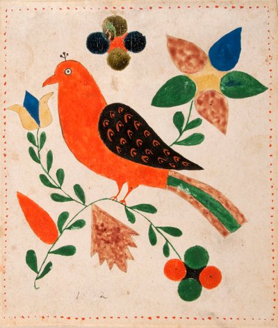 Lintu kasvot vasemmalle kukkivalla oksalla tekijältä Unknown artist