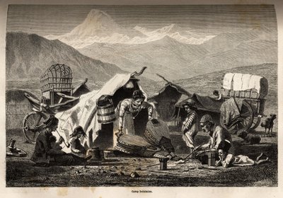 Boheemi leiri. Kaiverrus havainnollistamaan matkaa Kaukasuksen maakunnissa, Basile Vereschaguine, 1864-1865, julkaistu "" Le tour du monde, nouveau journal des voyages" -lehdessä, toimittanut Edouard Charton tekijältä Unknown artist