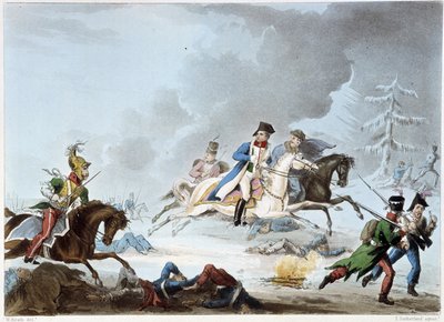 Bonaparte Krasnoin taistelussa - Sutherlandin, Dubourgin, Lontoon "" Napoleonin sodissa" tekijältä Unknown artist