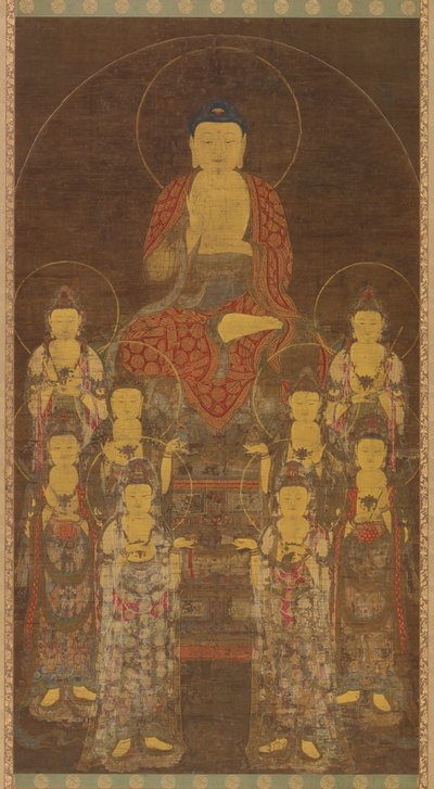 Buddha Amitabha (Amita) ja kahdeksan suurta bodhisattvaa tekijältä Unknown artist