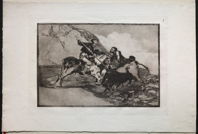 Härkätaistelut: tapa, jolla muinaiset espanjalaiset metsästivät härkää hevosella avoimella maalla tekijältä Unknown artist