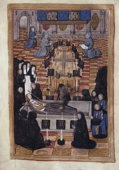 Anne de Bretagnen hautaaminen (1514) - Miniatyyri tekijältä Unknown artist