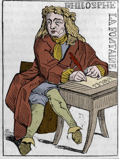 Ranskan tasavallan korttipeli (1793), joka julkaistiin kansalliskokouksessa 21.9.1792 kuningaskuntien kukistumisen jälkeen: filosofin luonne ranskalaisen runoilijan Jean de la Fontainen (1621-1695) piirteiden alla. "" Maalauksellisessa kaupassa"" 1 tekijältä Unknown artist