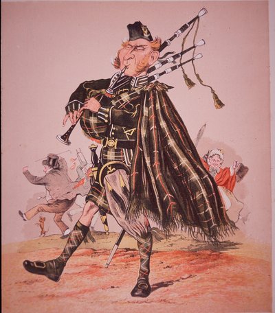 Karikatyyri Highlandin piippusta tekijältä Unknown artist
