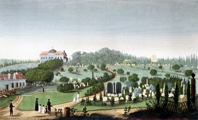 Père Lachaisen hautausmaa, noin 1820 - Courvoisierin "Näkymät Pariisiin" tekijältä Unknown artist