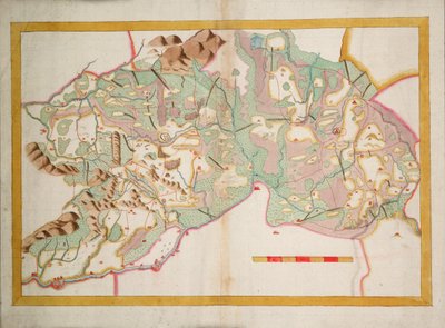 Leixin ja Offalyn kartta, Irlanti, noin 1590 (paperi, pellava). tekijältä Unknown artist