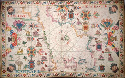 Läntisen Välimeren kartta, noin 1600 (käsikirjoitus). tekijältä Unknown artist
