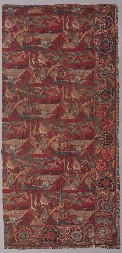 Chintz sängynpäällinen tai roikkuu japanilaistyylisellä kuviolla, oikea puoli tekijältä Unknown artist