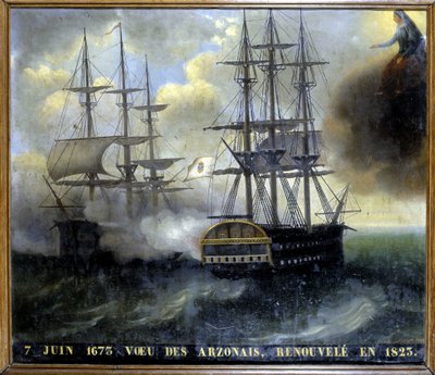 Bretonien ja hollantilaisten laivastojen yhteentörmäys "Arzonaisin toive tekijältä Unknown artist