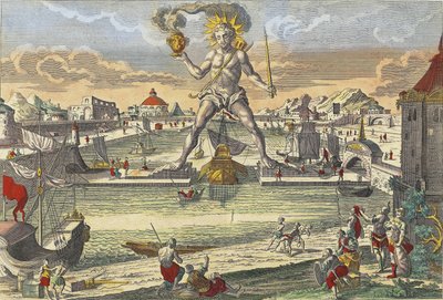 Rodoksen kolossi - "" Rodoksen kolossi"" (Colosso di Rodi) - kaiverrus 1700-luvulta tekijältä Unknown artist