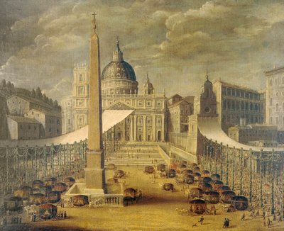 Corpus Christi -kulkue Pietarinkirkon aukiolla paavi Innocentius X:n aikaan, n. 1646, tuntemattoman taiteilija, öljy kankaalle tekijältä Unknown artist