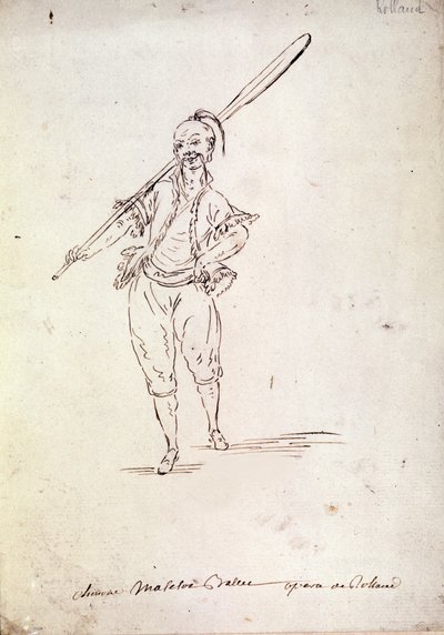 Puku Rolandin hahmolle säveltäjä Niccolo Vito Piccinnin (tai Piccinin) (1728-1800) samannimiseen oopperaan Jean Francois Marmontelin (1778) libreton mukaan. Piirustus 1700-luvun lopusta tekijältä Unknown artist