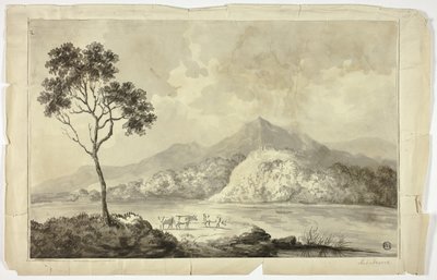 Lehmiä Mountain Laken rannalla tekijältä Unknown artist