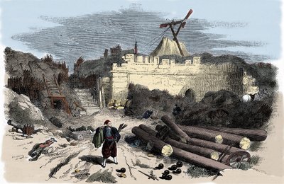 Krimin sota (1853-1856): Claude Chappen lennätin Malakoffille - Kaiverrus tekijältä Unknown artist