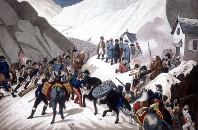 Napoleon Bonaparten laskeutuminen Italiassa: St Bernardin vuoren ylitys tekijältä Unknown artist