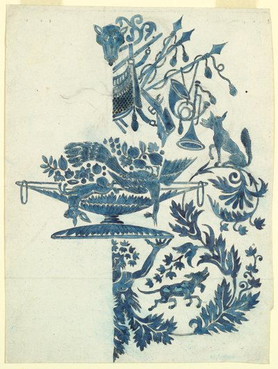 Suunnittelu silkkidamaskille tekijältä Unknown artist