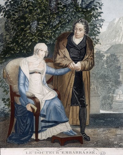Tohtori Kohokuvio (sairaan naisen edessä). tekijältä Unknown artist