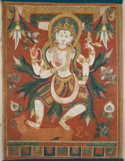 Kaksipuolinen maalattu banneri (Paubha), jossa on Jumala Shiva tekijältä Unknown artist