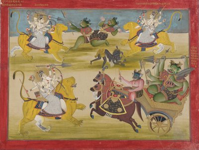 Durga taistelee Rakshasan Shungaa ja Nishungaa vastaan, Devi Mahatmyalta tekijältä Unknown artist