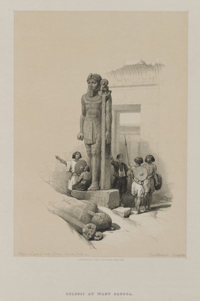 Egypti ja Nubia, osa II: Kolossi temppelin edessä Wady Sabouassa, Nubiassa tekijältä Unknown artist