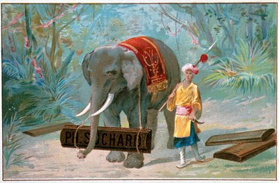 Elephant and Cornac, mainos "" Suchard"", v. 1895 tekijältä Unknown artist