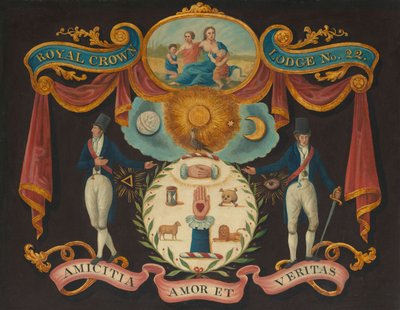 Kuninkaallisen kruunun loosin nro 22 tunnukset, noin 1810-15 (öljy paneelille). tekijältä Unknown artist