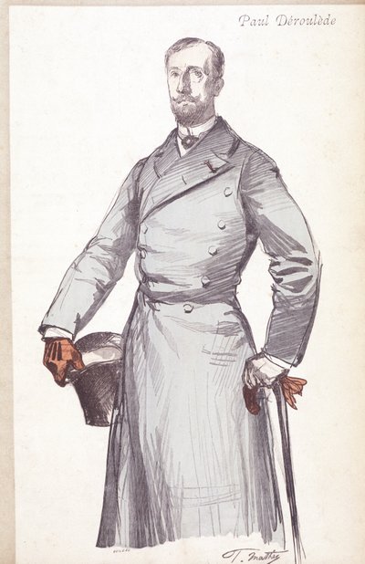 Kaiverrus Paul Derouleden (1846-1914), ranskalaisen kirjailijan ja poliitikon Boulangismen perustajalta, joka perusti Patrioottien liigan. tekijältä Unknown artist