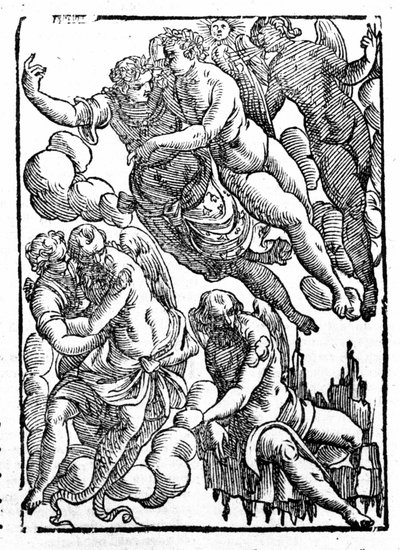 Eole (alhaalla oikealla) ja tuulet. "Mytologiat tai tarinoiden selitykset", jonka on antanut Natalis Comitis. Padova 1677 tekijältä Unknown artist