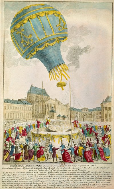 Veljesten Montgolfierin kokemus 19.9.1783 Versailles Parisissa. B N tekijältä Unknown artist