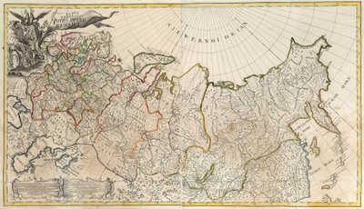 Ensimmäinen Venäjän valtakunnan yleinen kartta - Nimetön mestari - 1745 - Kuparikaiverrus, akvarelli - Tiedeakatemia, Pietari tekijältä Unknown artist