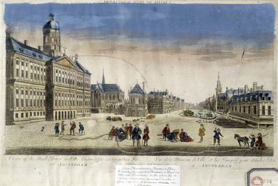 Ensimmäiset palopumput Amsterdamin kaupungintalon edessä - Optinen näkymä tekijältä Unknown artist